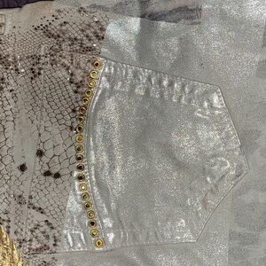 Silver and Gold Embellished Snakeskin Clutch